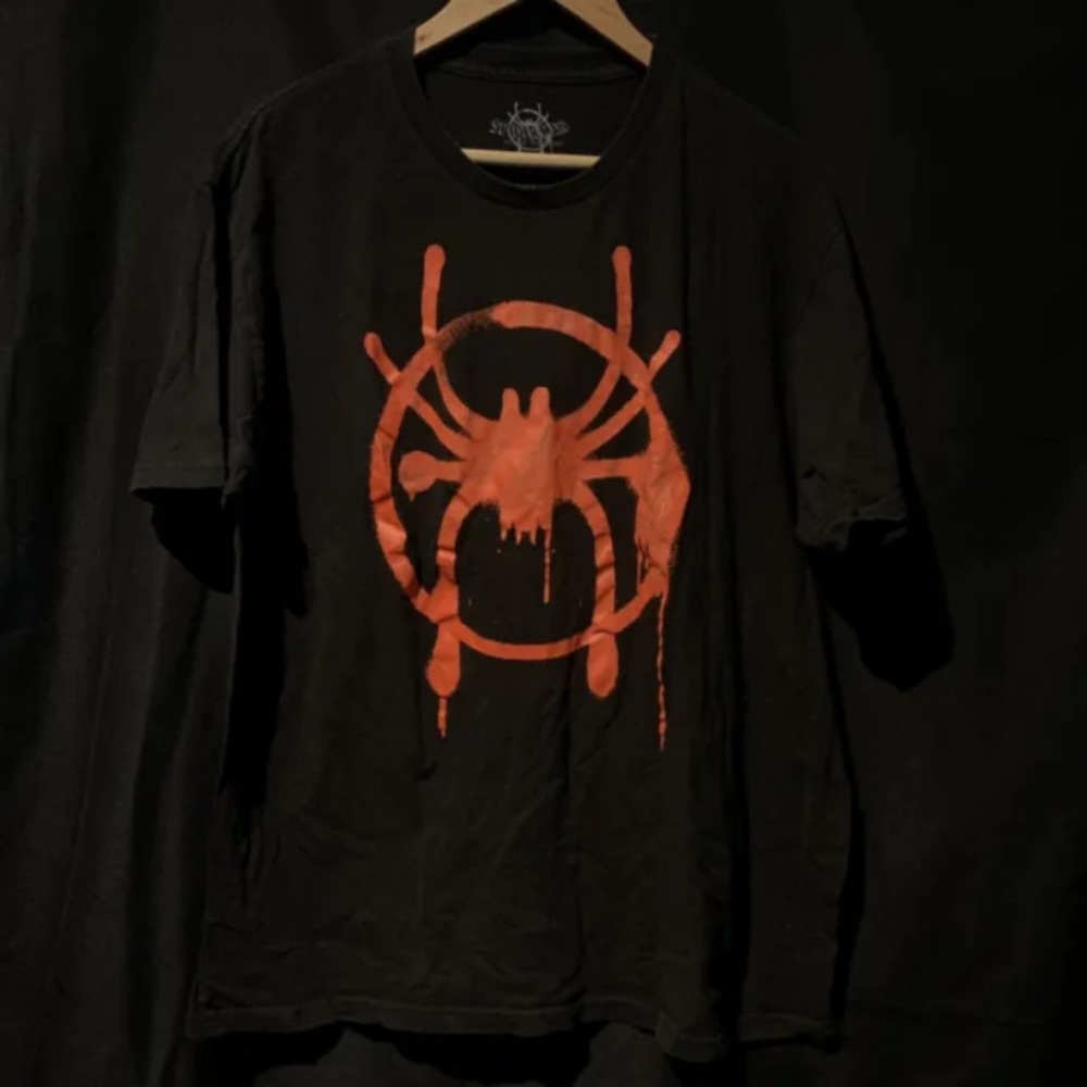 Mens Black XL Spiderman Into the Spiderverse Miles Morales Shirt Marvel Studios
